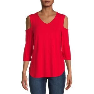 ❄️2/$5❄️[B4] Nine.Eight Cold Shoulder Red Relaxed Blouse, Size XL